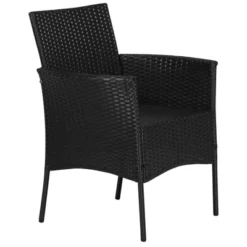 Tangkula Outdoor 2 PCS Rattan Dining Chair Patio Cushioned Arm Chair W/Zipper Black -Tangkula GUEST 7bc18c31 83b6 42d1 a431 78e197b79c4a