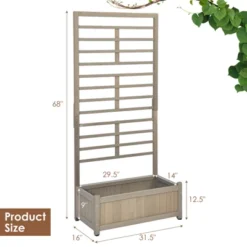 Tangkula 68" Wood Planter Box With Trellis Plant Raised Bed For Flower Climbing For Garden Balcony Patio Yard -Tangkula GUEST 7c132bdc ea38 4c85 b3e6 f755a2f5b7b0