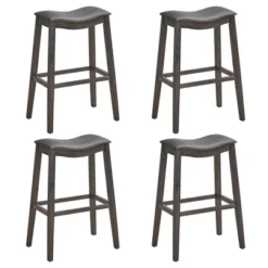 Tangkula Set Of 4 Saddle Bar Stools Bar Height Kitchen Chairs W/ Rubber Wood Legs -Tangkula GUEST 7c456ac7 35fb 4223 ba5f 0662dac63a31