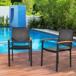 Tangkula 4PCS Stackable Patio Wicker Dining Chair Rattan Armchair Outdoor Yard -Tangkula GUEST 7c57f922 10e6 4e09 8114 9586d3817f3d