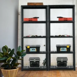 Tangkula 2 PCS 5 Tier Ventilated Shelving Storage Rack Free Standing Multi-Use Shelf Unit