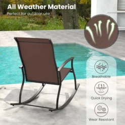 Tangkula Set Of 2 Outdoor Rocking Chair Patio Rocker W/ Breathable Fabric Brown -Tangkula GUEST 7d8f5ff5 ed53 4cc3 8ea3 d8e4b870e59b
