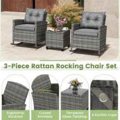 Tangkula Set Of 3 Wicker Rocking Set Patio W/ Tempered Glass Table & Soft Cushions 18 Tangkula Set Of 3 Wicker Rocking Set Patio W/ Tempered Glass Table & Soft Cushions -Tangkula GUEST 7dc80dc7 869a 4fea abb8 6ae23c399c4d