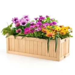 Tangkula Outdoor Wooden Planter Box Folding Raised Garden Plant Container W/ Drainage Hole -Tangkula GUEST 7dd2ac57 4d0b 4183 b9a5 b2115cde264b