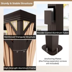 Tangkula 12' X 16' Double-Roof Hardtop Gazebo With Galvanized Steel Roof Netting Outdoor -Tangkula GUEST 7de31190 52f9 4785 a8e2 5d0d1dee2698