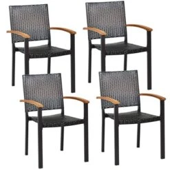 Tangkula 4PCS Stackable Patio Wicker Dining Chair Rattan Armchair Outdoor Yard -Tangkula GUEST 7dfd35d6 06cb 46bb 9adf 33630e0fd88f