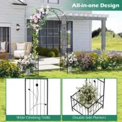 Tangkula 86" Arch Trellis For Climbing Plants W/ Planter Boxes Roses Vines For Wedding 17 Tangkula 86" Arch Trellis For Climbing Plants W/ Planter Boxes Roses Vines For Wedding -Tangkula GUEST 7e18cc0d b8d3 4da1 94fe e610244c873a