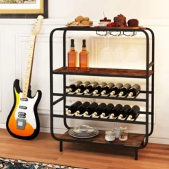 Tangkula 16 Bottle Drinks Rack W/ Glass Holders Metal Frame Storage Shelf For Kitchen 14 Tangkula 16 Bottle Drinks Rack W/ Glass Holders Metal Frame Storage Shelf For Kitchen -Tangkula GUEST 7e3955a8 4888 4020 8c92 ced2f2837498