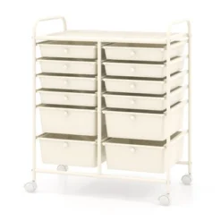 Tangkula 12-Drawer Rolling Storage Cart Multipurpose Organizer Cart With 2 Sizes Plastic Drawers Mobile Utility Cart With Lockable Casters White 19 Tangkula 12-Drawer Rolling Storage Cart Multipurpose Organizer Cart With 2 Sizes Plastic Drawers Mobile Utility Cart With Lockable Casters White -Tangkula GUEST 7e7737cf 47b7 4bd9 a5b9 e85841bd95bd