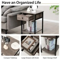 Tangkula Industrial End Side Table Nightstand With Drawer Shelf Rustic Grey Oak -Tangkula GUEST 7e79f9c6 f2c8 44a6 b8fe 1ce908fd9099