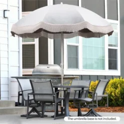 Tangkula 6.5 FT Beach Umbrella W/ Fringe Tassel Umbrella W/ Push Button Tilt Sand Anchor -Tangkula GUEST 7f1785a2 4ad1 45de 9eb7 0e7252cf4419