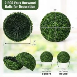 Tangkula 2 PCS Artificial Plant Topiary Ball 19" Faux Decorative Balls For Indoor Outdoor -Tangkula GUEST 7f2d7058 a9db 4467 bdbd 458e34793e34