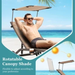 Tangkula 1PC/2PCS Outdoor Chaise Lounge Chair Mobile Tanning Chair W/ 6 Reclining Positions Adjustable Canopy Shade Cup Holder & Wheels -Tangkula GUEST 7f4e965b e9b5 4ee2 8e08 21d9eb11d1c0