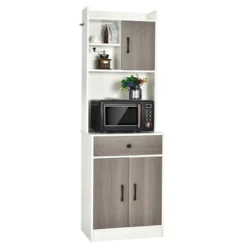 Tangkula 3-Door 71" Kitchen Buffet Pantry Storage Cabinet W/Hutch Adjustable Shelf -Tangkula GUEST 7ff9356f 07f8 4901 b0a7 2e39ea4a5f24