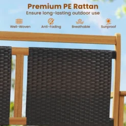 Tangkula Patio Rattan Glider Bench Swing Gliding Rocker For 2 W/ Acacia Wood Frame -Tangkula GUEST 800e056f ceda 401a a3f9 2c8c0c1bce0b