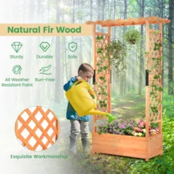 Tangkula 1pc/2pcs Raised Garden Bed With Trellis, Wood Elevated Garden Bed With Hanging Roof Planter Box Outdoor Planting Bed For Garden Patio Yard -Tangkula GUEST 802c0e43 5636 443b a54f eb08ab9f79a4