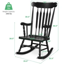 Tangkula 2PCS Wooden Rocking Chair Single Rocker Indoor Garden Patio Yard Black -Tangkula GUEST 80481831 8514 48bf b5c8 f00fb6b0c344