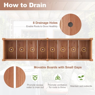 Tangkula Wooden Raised Garden Bed Outdoor Rectangular Planter Box W/ Drainage Holes Liner Raised Planter For Vegetable Fruit Flower Herb 8 Tangkula Wooden Raised Garden Bed Outdoor Rectangular Planter Box W/ Drainage Holes Liner Raised Planter For Vegetable Fruit Flower Herb - Image 6