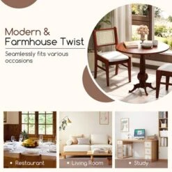 Tangkula 2PCS Rattan Dining Chairs Upholstered Kitchen Chairs W/ Rubber Wood Frame -Tangkula GUEST 80a0c155 f5d0 4bc6 bd45 3aff42e7b0b0