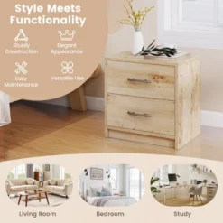 Tangkula 2-Drawer Nightstand Modern Bedside Table W/ Storage For Living Room Bedroom -Tangkula GUEST 80b19ea4 4663 4408 802b edf2ce7fce59