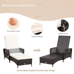 Tangkula Patio Chaise Lounge Chair Six-Position Adjustable Outdoor Recliner With Cushion & Pillow For Poolside Balcony Backyard -Tangkula GUEST 80c34ea4 3cfe 4c01 88a3 b608113c4621