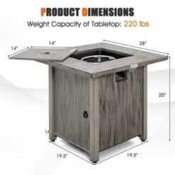 Tangkula 28" Propane Fire Pit Table 40,000 BTU Outdoor Propane Gas Fire Table With Wood-like Tabletop Lid And Lava Rocks With PVC Cover -Tangkula GUEST 80e3ff18 e567 4bad b270 6180109ec5f2