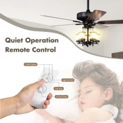 Tangkula 50" Ceiling Fan Light W/ 5 Explosion-Proof Glass Lampshades, Remote Control, Time Function, 3-Speed Adjustment, Noiseless Reversible Motor -Tangkula GUEST 80ec8772 da21 4cc7 8ea9 41494562c566