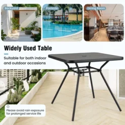 Tangkula 32" Patio Dining Table W/ 1.6" Umbrella Hole & Lid DPC Tabletop For Backyard -Tangkula GUEST 80f4c456 ceda 46fe a09d 617eaab470b6