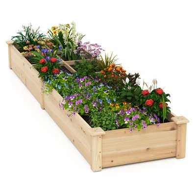 Tangkula Raised Garden Bed Wooden Elevated Planter W/2 Planter Boxes 7 Compartments 11 Tangkula Raised Garden Bed Wooden Elevated Planter W/2 Planter Boxes 7 Compartments - Image 9