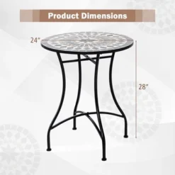 Tangkula 24" Bistro Table W/ Ceramic Tile Tabletop Heavy-Duty Metal Structure Patio -Tangkula GUEST 814f4541 41f0 49d7 9e8d 65b96a877cbf