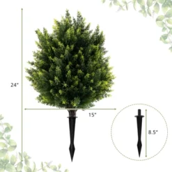 Tangkula 2 Pack 24" Artificial Cypress Topiary Ball Tree Set W/Ground Spike Decoration -Tangkula GUEST 81a2e578 8867 4510 9c2e 45b0122a1244
