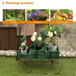 Tangkula Wooden Garden Flower Planter Wagon Wheel Plant Bed Decorative Garden Planter For Backyard Garden -Tangkula GUEST 81a5e0d1 04de 4c80 85e9 a5ab44bffae1