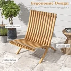 Tangkula Folding Patio Chair Teak Wood Outdoor Lounge Chair W/ Slatted Seat & Backrest -Tangkula GUEST 81e1e074 1945 4155 8f2e 618f9fa8ee92 1