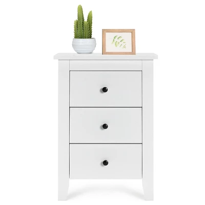 Tangkula 2PCS End Table Nightstand Living Room Furniture W/ 3 Drawers White 4 Tangkula 2PCS End Table Nightstand Living Room Furniture W/ 3 Drawers White - Image 2