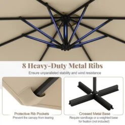 Tangkula 10 FT Patio Offset Umbrella W/ X-shaped Base Infinite Tile & 360° Rotation -Tangkula GUEST 81ed58ea 0398 4c63 9614 771707a17388