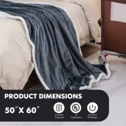 Tangkula 50" X 60" Heated Electric Reversible Fleece Blanket Blanket Throw W/ 10 Heat Levels, 9 Hours Auto Shut-Off, Overheat Protection Gray -Tangkula GUEST 81f0c982 2b62 41dd 95ea 7c73e3483286