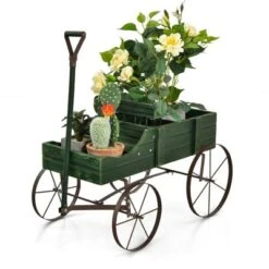 Tangkula Wooden Garden Flower Planter Wagon Wheel Plant Bed Decorative Garden Planter For Backyard Garden -Tangkula GUEST 8231b582 dd24 4eb3 8516 571d1ae138da