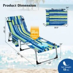 Tangkula Folding Chaise Lounge Chair Sunbathing Recliner W/ Face Hole & Removable Pillow Navy Blue -Tangkula GUEST 8277627b fc30 4f00 8b0b 3f46ba67023c