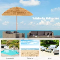 Tangkula Beach Umbrella Outdoor Patio Sun Shelter With Tilt Sand Anchor For Beach Yard Poolside -Tangkula GUEST 83241893 bf1c 4fe7 a45f 94ba6a9e4066