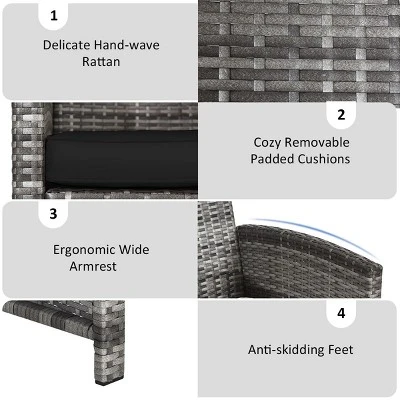 Tangkula 8-Piece Outdoor Patio Furniture Set Rattan Wicker Conversation Sofa Set Black 4 Tangkula 8-Piece Outdoor Patio Furniture Set Rattan Wicker Conversation Sofa Set Black - Image 2