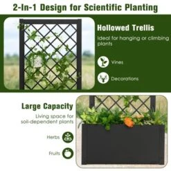 Tangkula 1PC/2PCS 44" Metal Planter Box With Trellis Raised Garden Bed With Trellis, Elevated Lattice Planter For Climbing Plants -Tangkula GUEST 8358e747 bde1 408a 85b9 b095bfaa5c7b