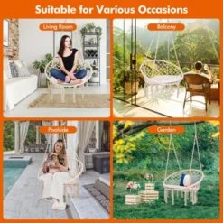 Tangkula Hanging Hammock Chair Macrame Swing Chair With Soft Cushion For Bedroom, Patio, Backyard, Balcony -Tangkula GUEST 835a3ad3 02b9 4fda 8f70 49ef01dfdbf4
