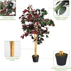 Tangkula Artificial Capensia Bush Home Decoration 4 Feet Red Green Leaves -Tangkula GUEST 83c25735 ae79 4b72 8108 2150a3659eb0