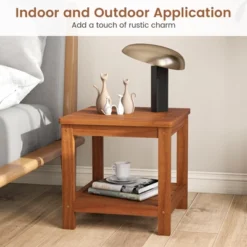 Tangkula 2PCS 2-Tier Adirondack Side Table W/ Slatted Tabletop Storage Shelf For Garden -Tangkula GUEST 83c66925 c017 4f57 ad02 f7f3e6e0516f 1