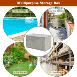 Tangkula Outdoor Rattan Storage Box Patio Wicker Storage Bin Cabinet 88 Gallon Gray -Tangkula GUEST 83e8c1d7 e156 43d8 92fa bc737e8593a1