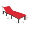 Tangkula 2-Piece Outdoor Rattan Chaise Lounge Chair Adjustable Backrest Recliner With Red Cushions
