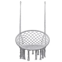 Tangkula Hammock Chair Hanging Cotton Rope Macrame Swing Chair W/ Stand Gray 16 Tangkula Hammock Chair Hanging Cotton Rope Macrame Swing Chair W/ Stand Gray -Tangkula GUEST 8443b05d 8857 40c5 aa94 fe656ecb63a1