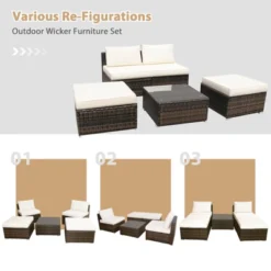 Tangkula 5-Piece Outdoor Rattan Wicker Sofa Set Lounge Chair With White Cushions -Tangkula GUEST 846de5b1 4af6 4236 85e3 a882b1a15468