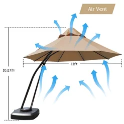 Tangkula 11ft Cantilever Offset Hanging 360°Rotation Patio Umbrella With Umbrella Base -Tangkula GUEST 847c3207 3fb3 419d ab34 718e675a4b72