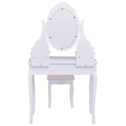 Tangkula Oval Vanity Mirror Dressing Table Beauty Dresser Cosmetics Organizer W/ Cushioned Bench -Tangkula GUEST 847da802 3590 48b2 8dee e53bf81b54e2